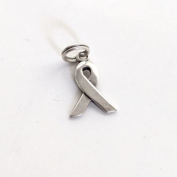 Vintage Signed SJC 925 Sterling Silver Breast Cancer Awareness Ribbon Charm - Picture 1 of 3